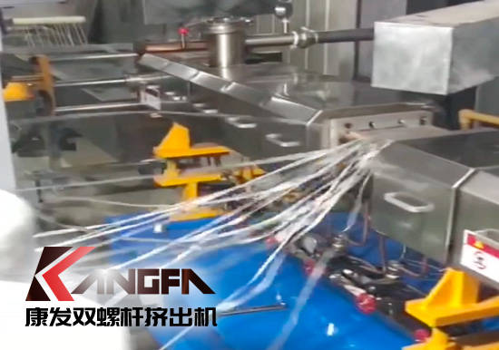 65高扭+PLC，尼龍加纖雙螺桿造粒機(jī)試機(jī)